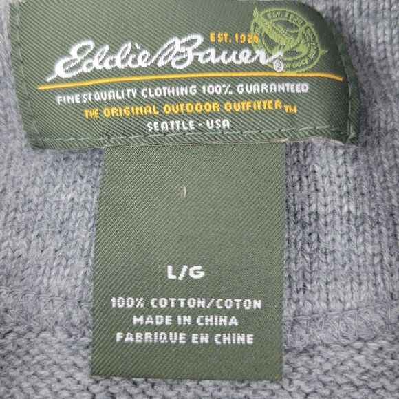 Eddie Bauer Sweater Mens L Dark Gray Heavyweight Cotton Long Sleeve Crew Neck - Picture 3 of 6